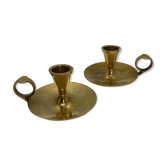 Pair of golden brass candle holders
