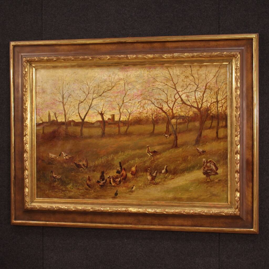 Paysage bucolique peinture italienne du 20e siècle