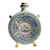 Vintage flat plate in white Modra earthenware, hand-painted.