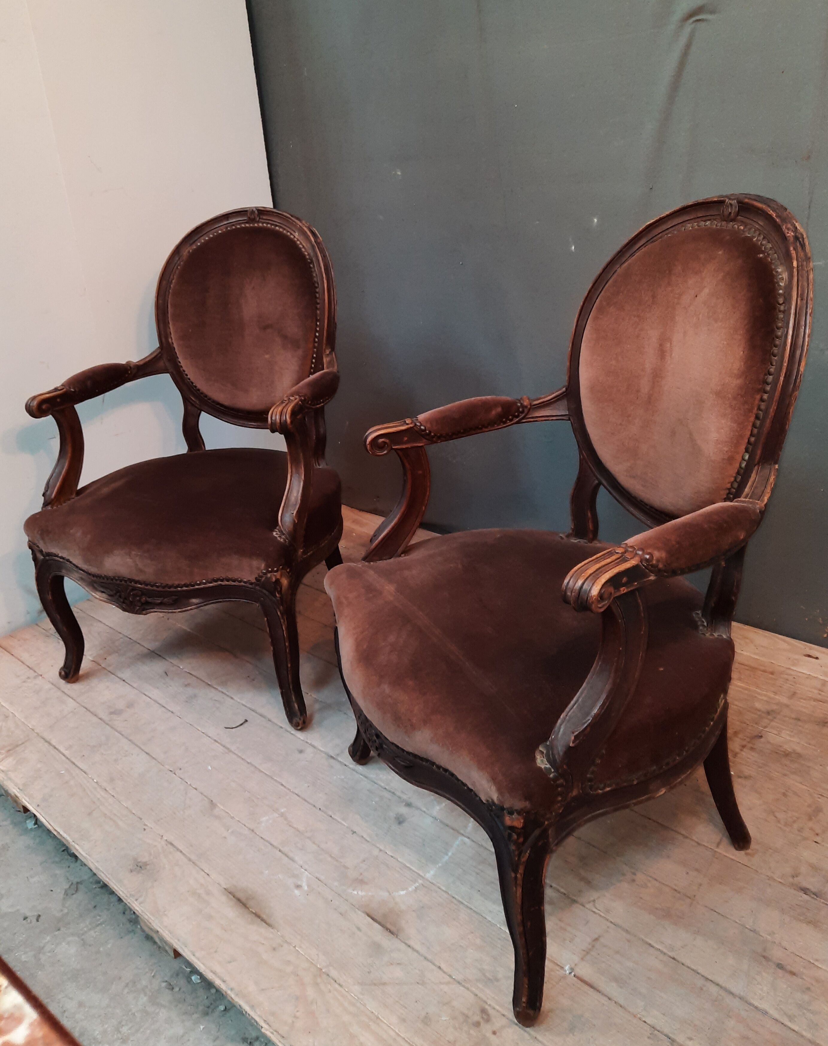 Pair of transition armchairs from the Louis XV Louis XVI eras