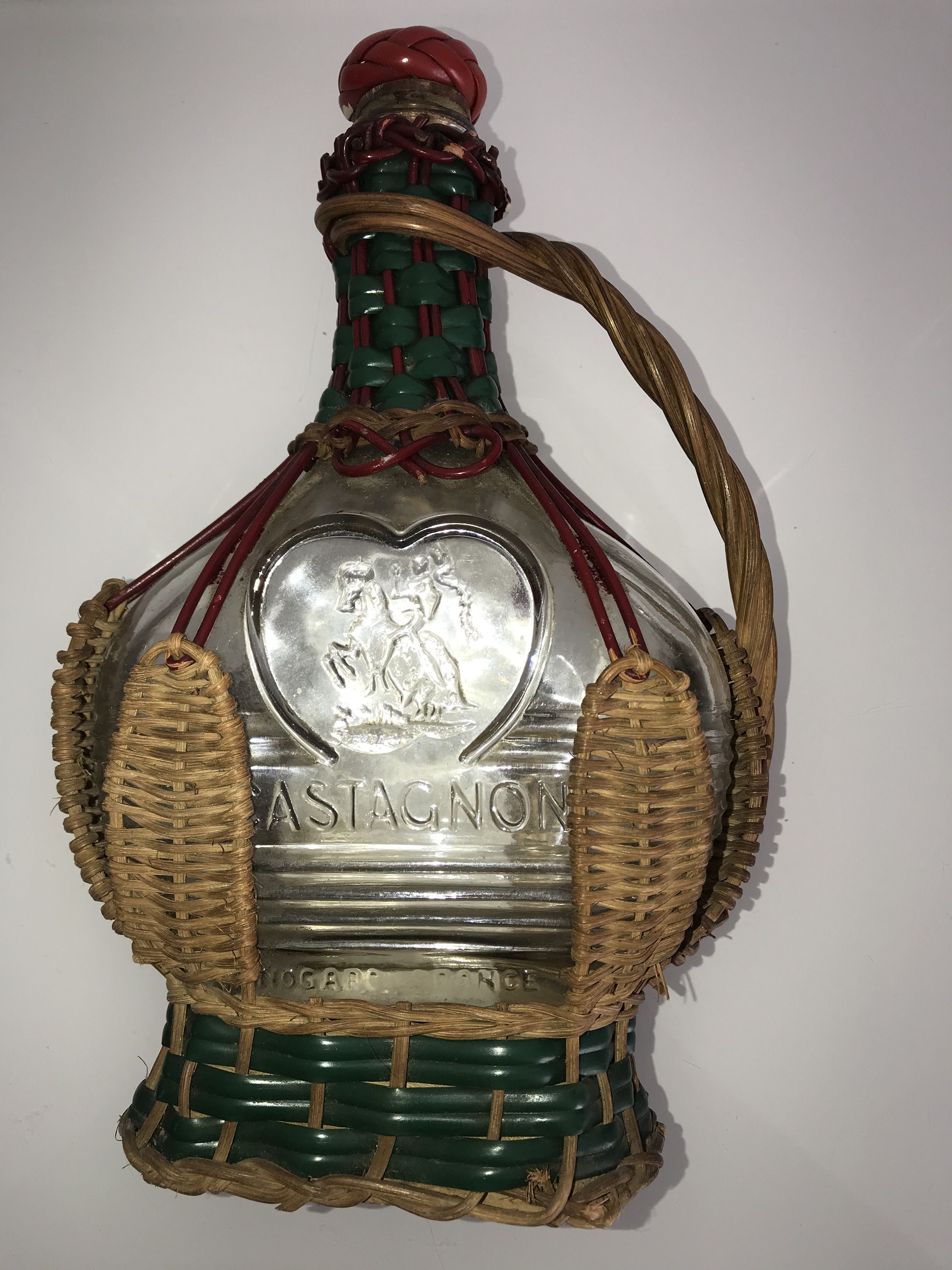 CASTAGNON glass carafe covered with wicker with music box