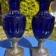 Two antique 19th century cobalt blue vases