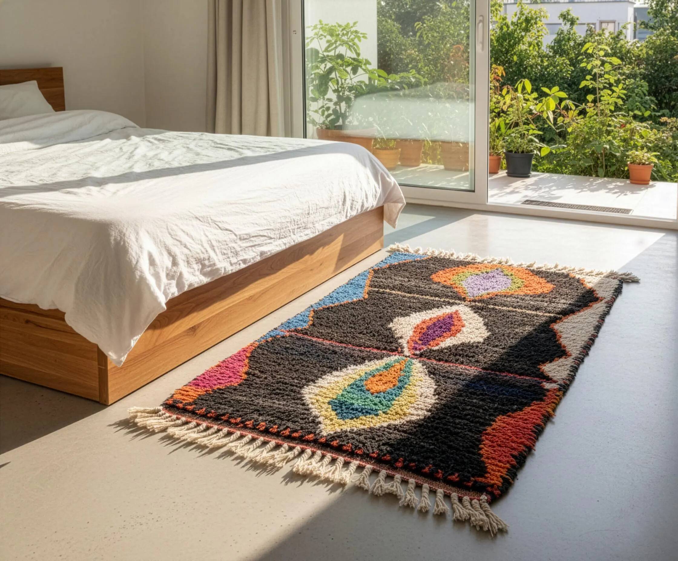 Moroccan rug made of natural wool, handmade, 3x2 m.