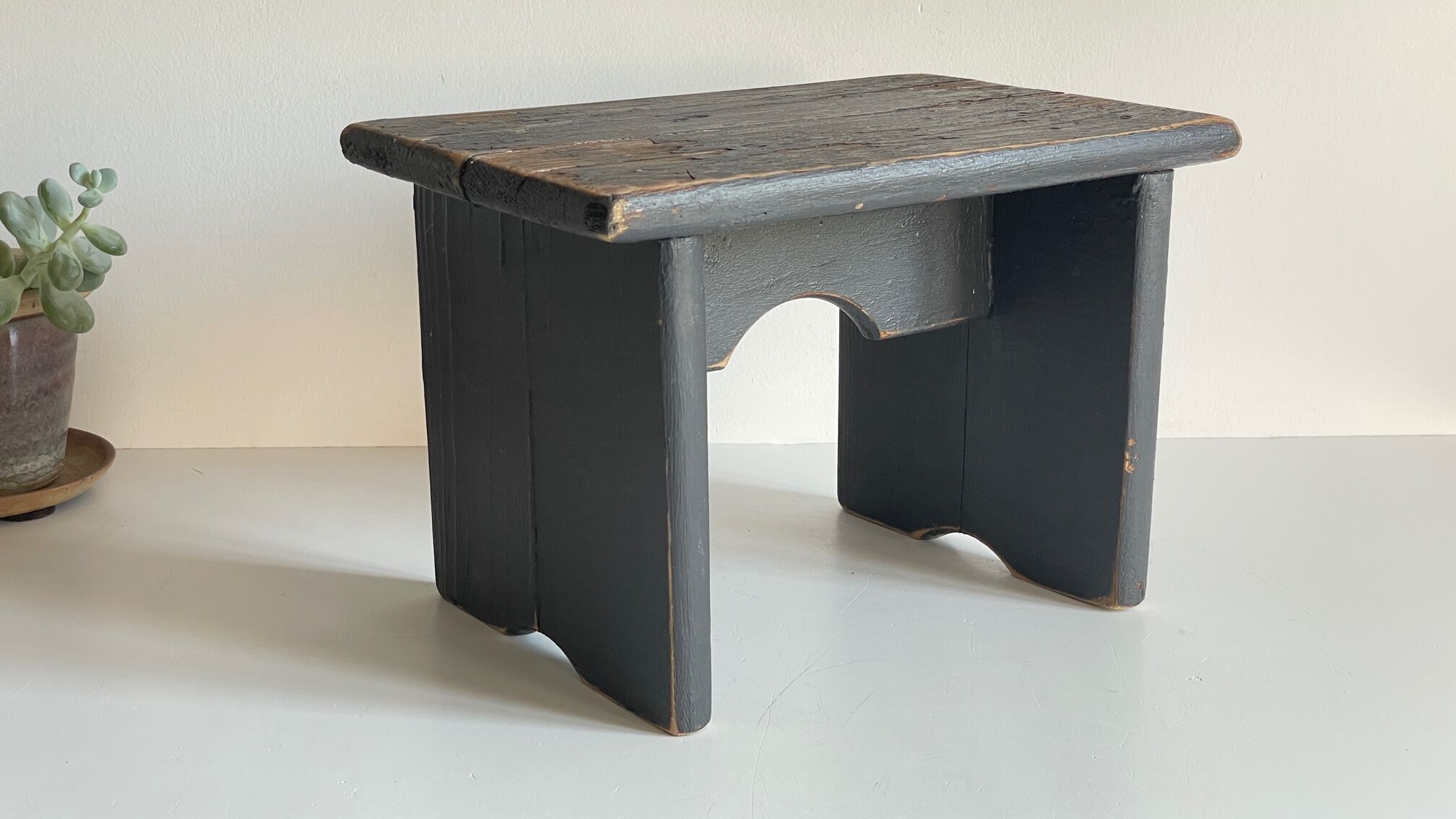Vintage patinated grey stool