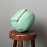 Vintage vase, handmade pottery, mint green, slow country decoration