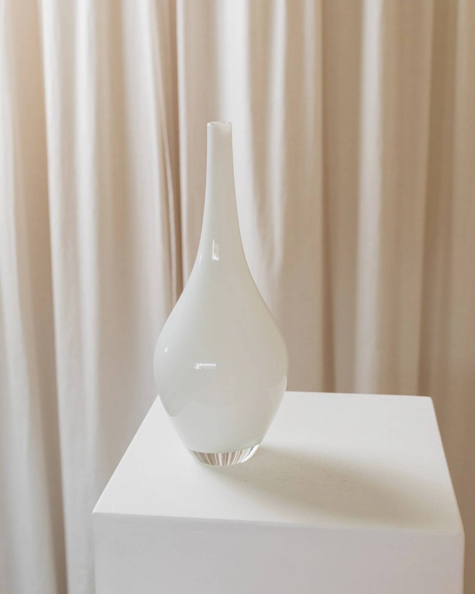 Vintage white milk-glass Salong vase by Johanna Jelinek for IKEA - mouth-blown glass, Scandinavian design