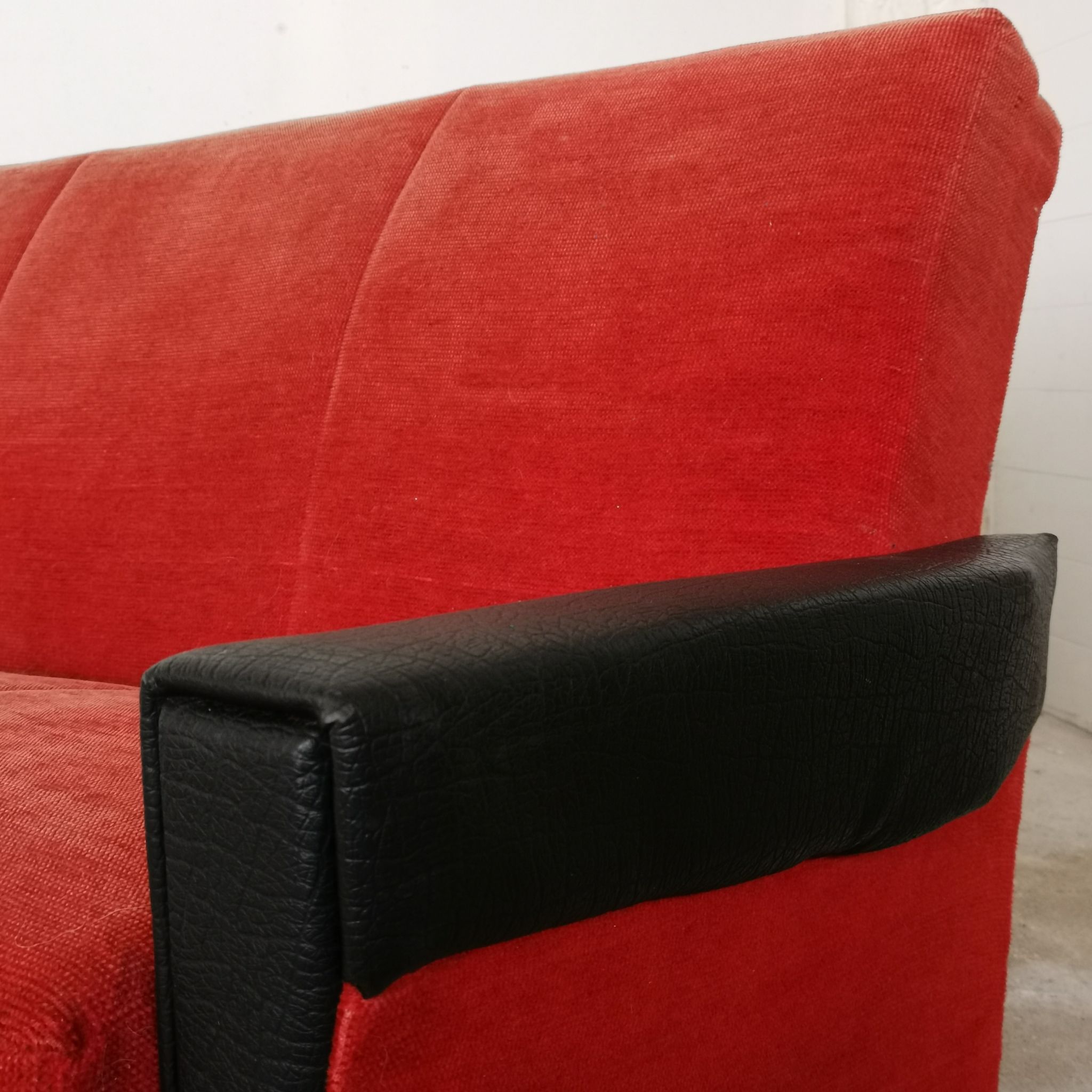 Convertible bench daybed rockabilly red and blakc 50-60s