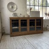 Enfilade meuble de métier chêne portes vitrées