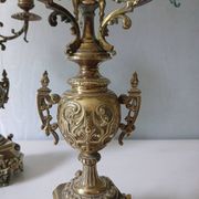Paire de chandeliers bronze style Louis XVI – 4 feux – 38 cm