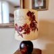 Lampe vintage, abat-jour herbier pied en grès marron