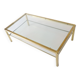 Glass and brass coffee table with gilded metal 1950-1970 MAISON JANSEN