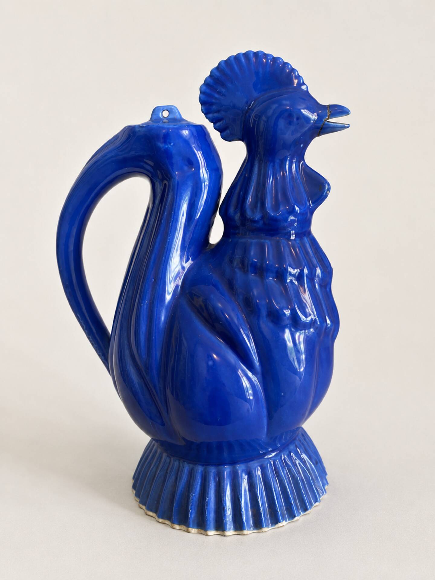 Ancienne verseuse coq bleu cobalt
