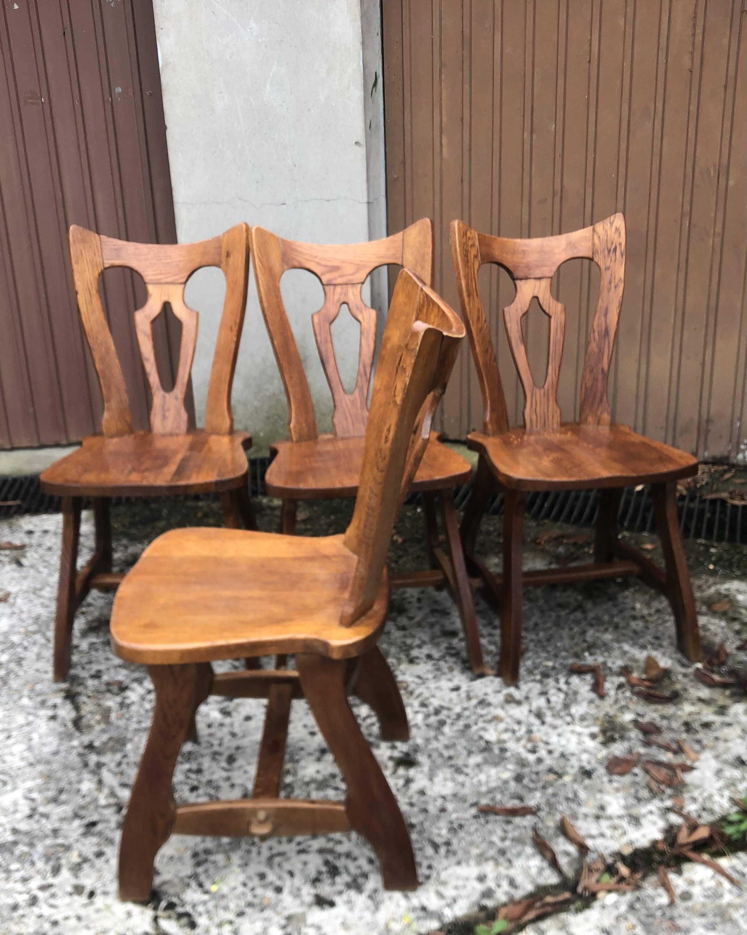 Vintage Brutalist Alsatian Bistro Chairs