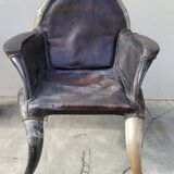 Fauteuil en corne et cuir ancien - 1950s