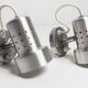 Pair of modernist wall lights in aluminum 1970