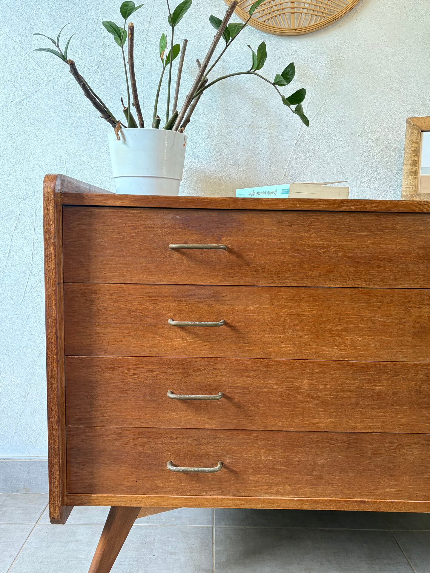Vintage oak commode from the 1960s.