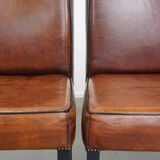 Luxury set of 4 comfortable dining chairs made of sheepskin leather