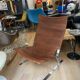 Vintage armchair design steel and leathers stretched 70s