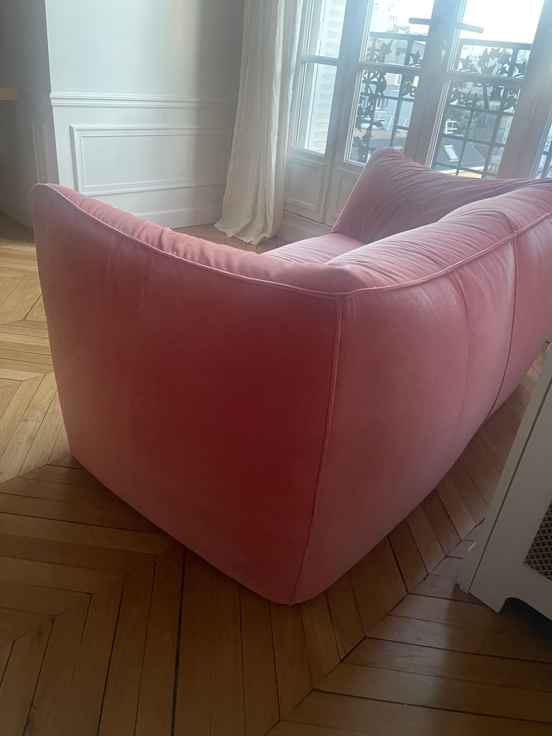 Canapé Le Bambole in coral velvet by Mario Bellini for B&B Italia,