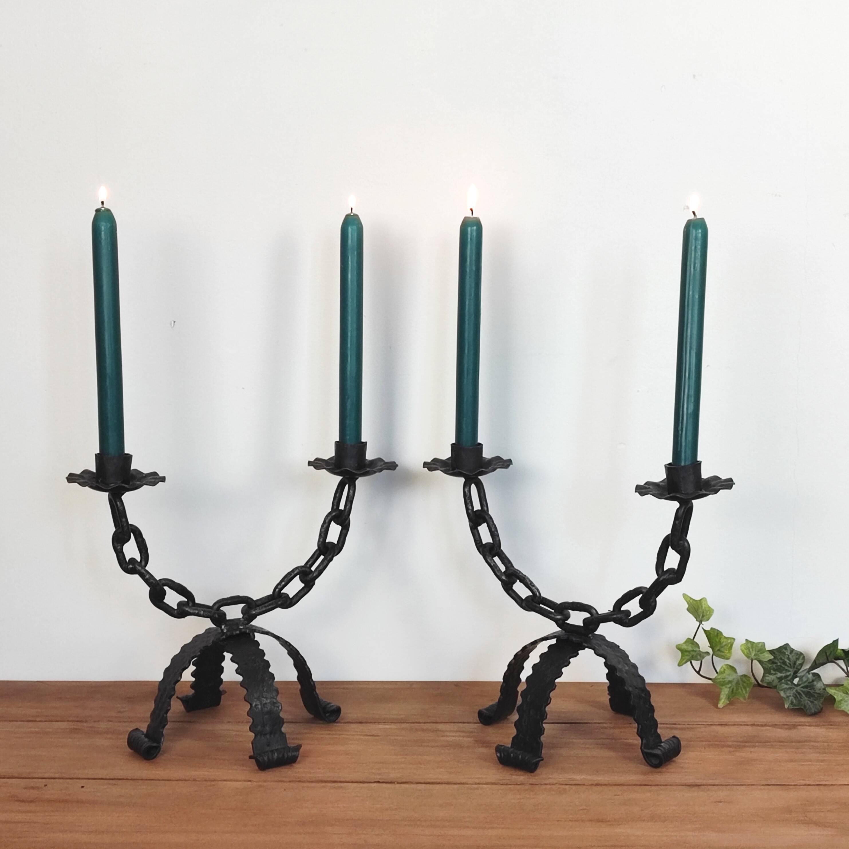Pair of brutalist candlesticks