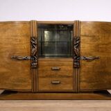 Sideboard in a row, Art Deco period, in walnut.