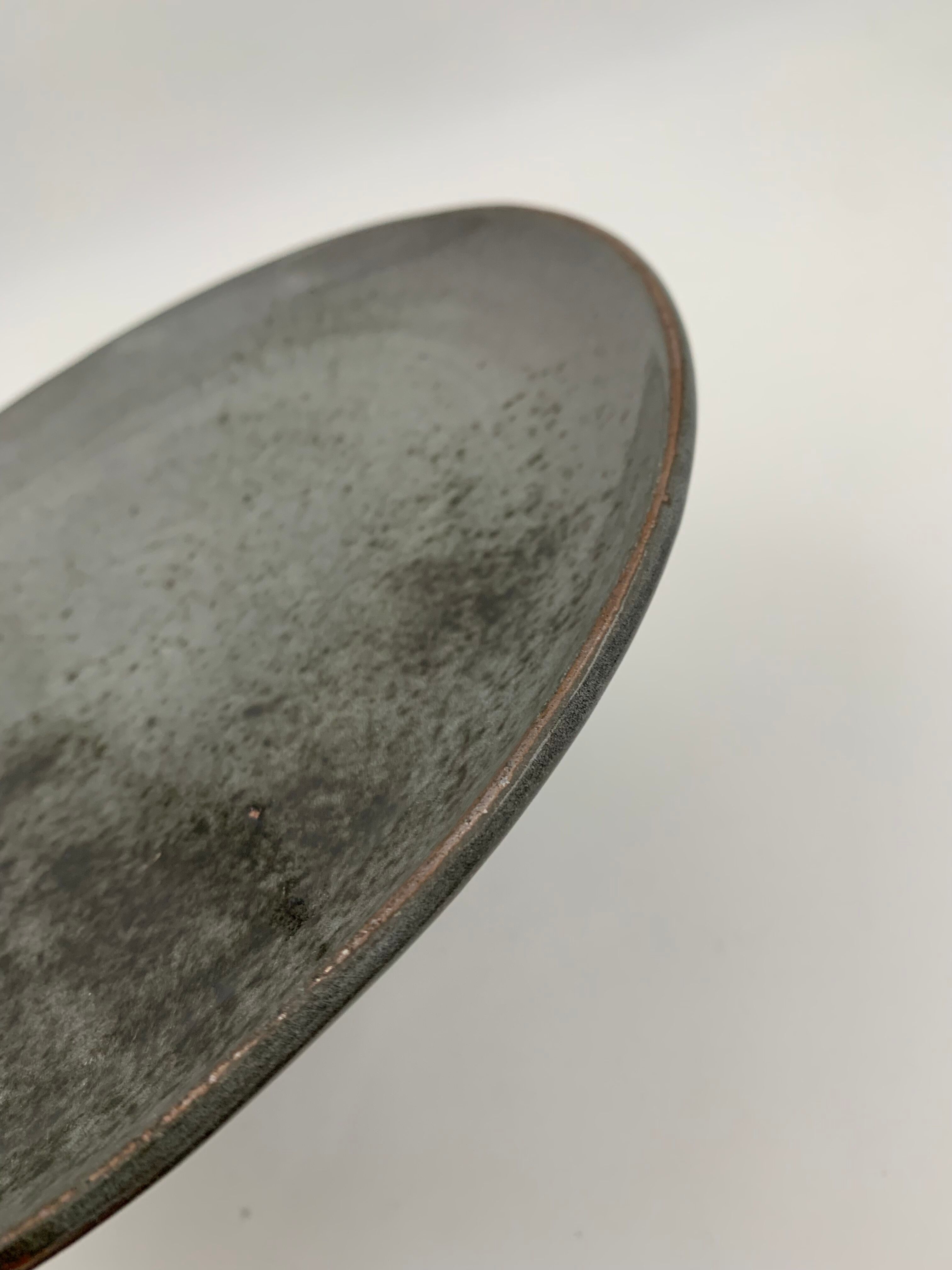 Large vintage round dish Thierry ROBERT, Grès du Loir - 1970s