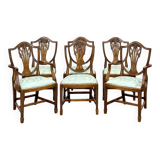 Set of 4 Regency style chairs and 2 armchairs in beech, English work