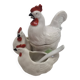 Salerons porcelaine de Limoges coq &poules