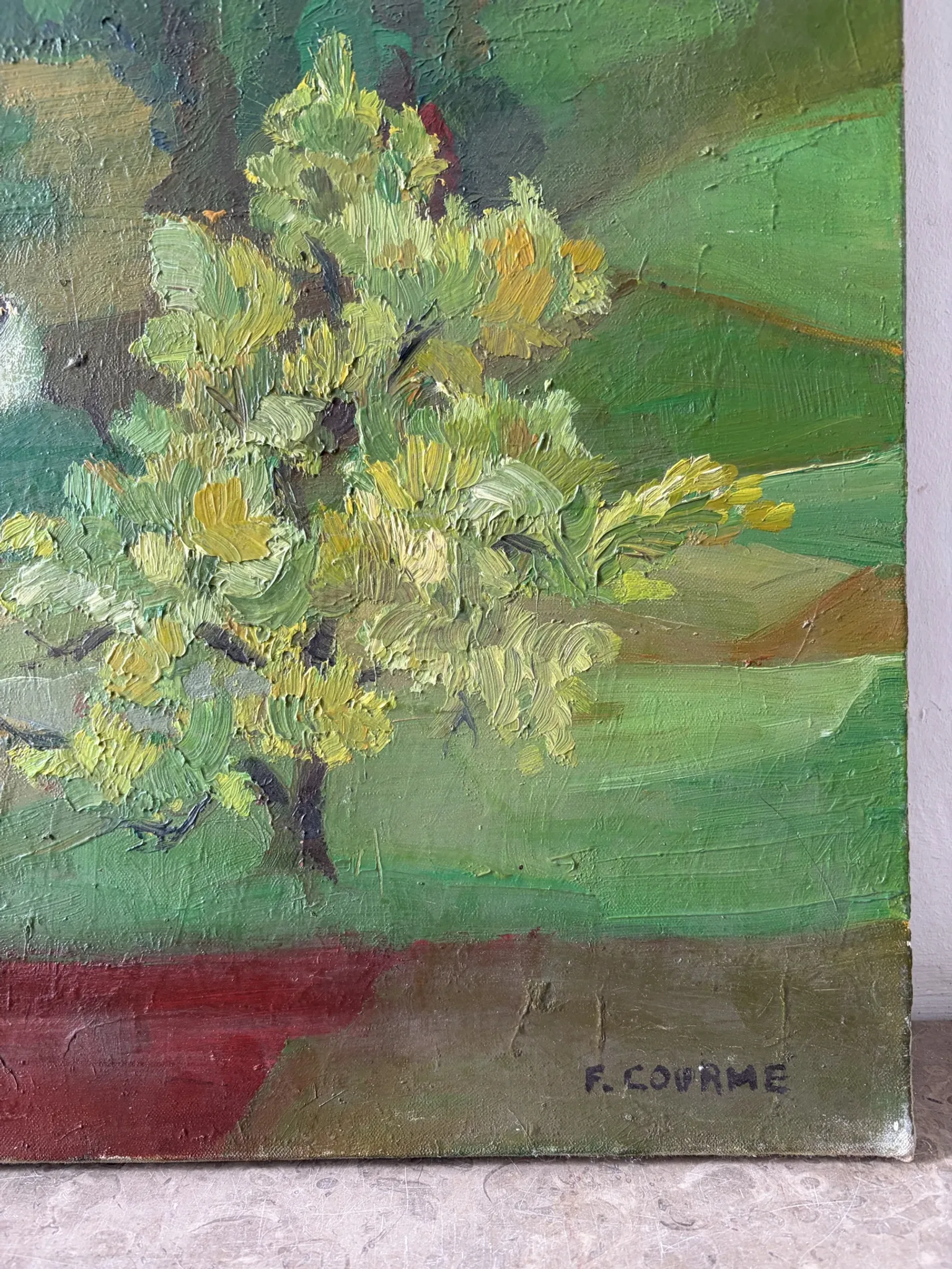 Lush landscape, oil on canvas signed F Courme