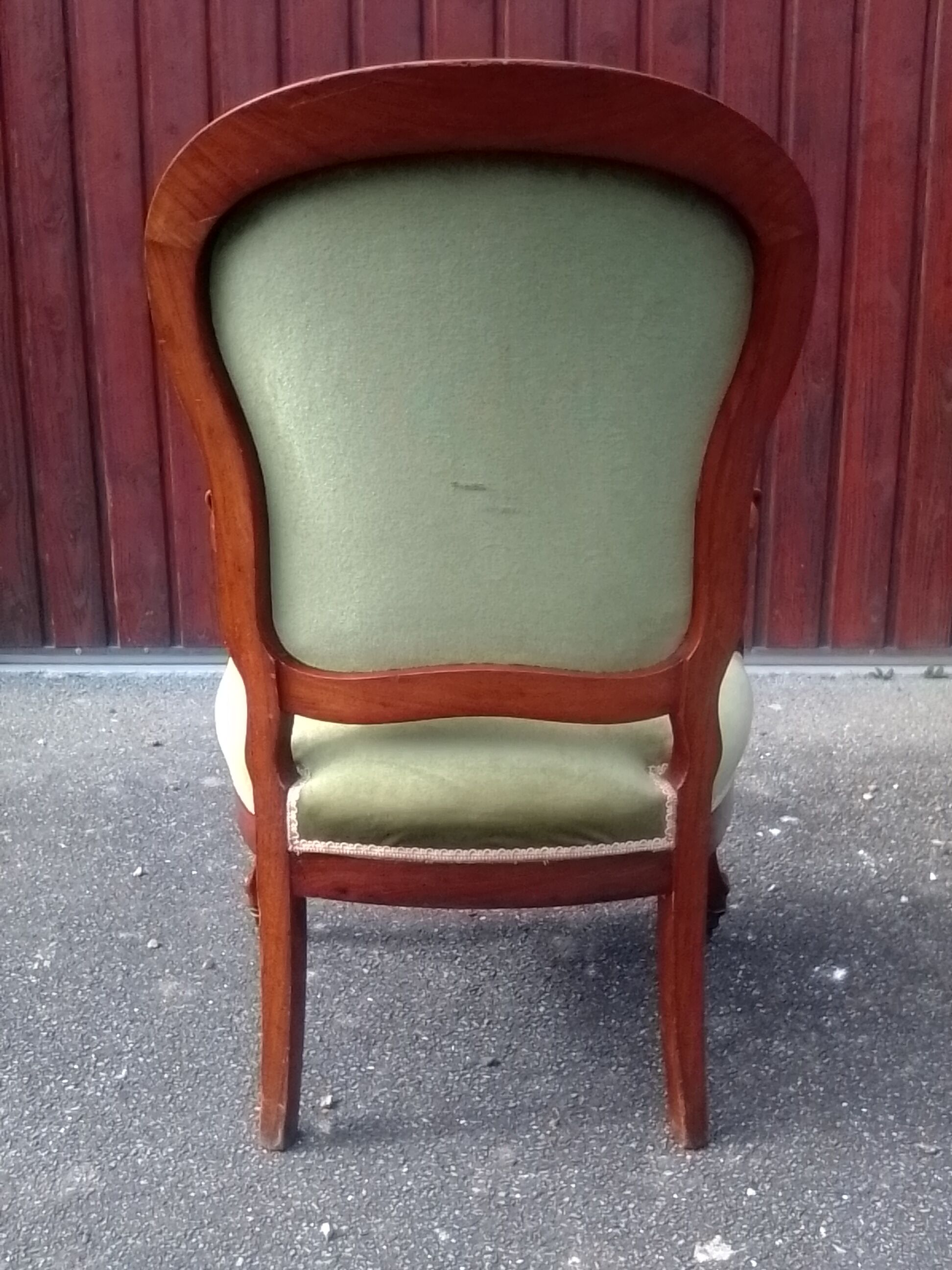 Louis Philippe style armchair velour green