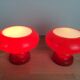 Pair of mushroom lamps red glass space age, 70s
