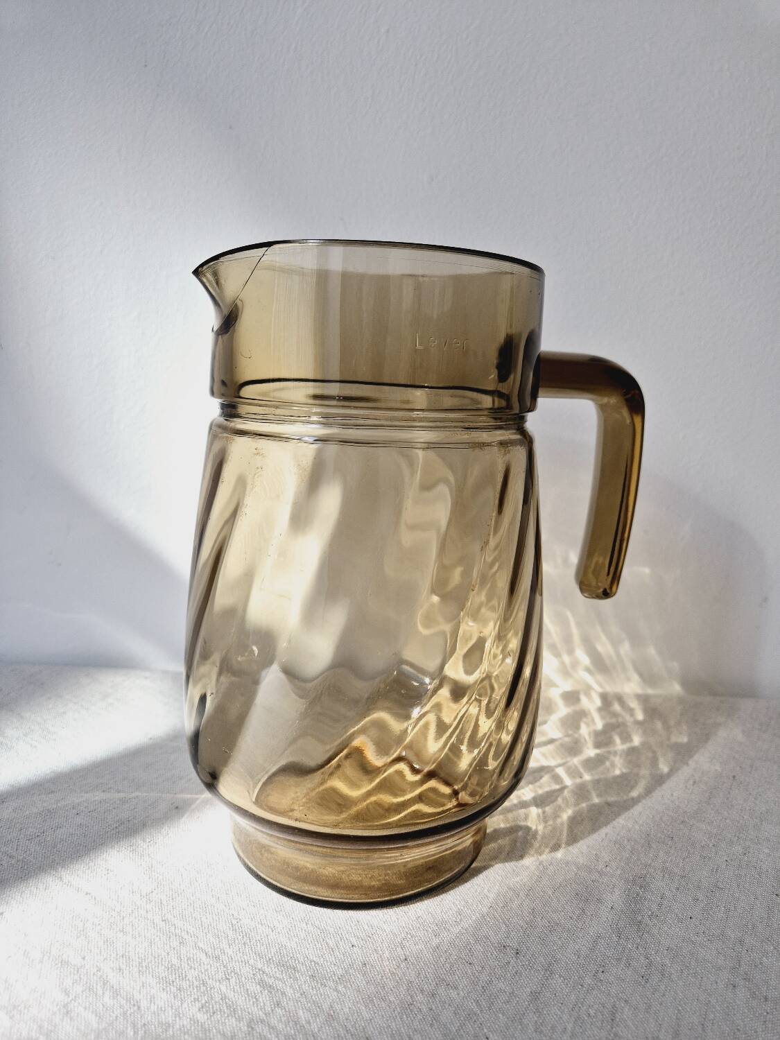 Amber Glass Carafe with Pour Spout - Lever Vintage