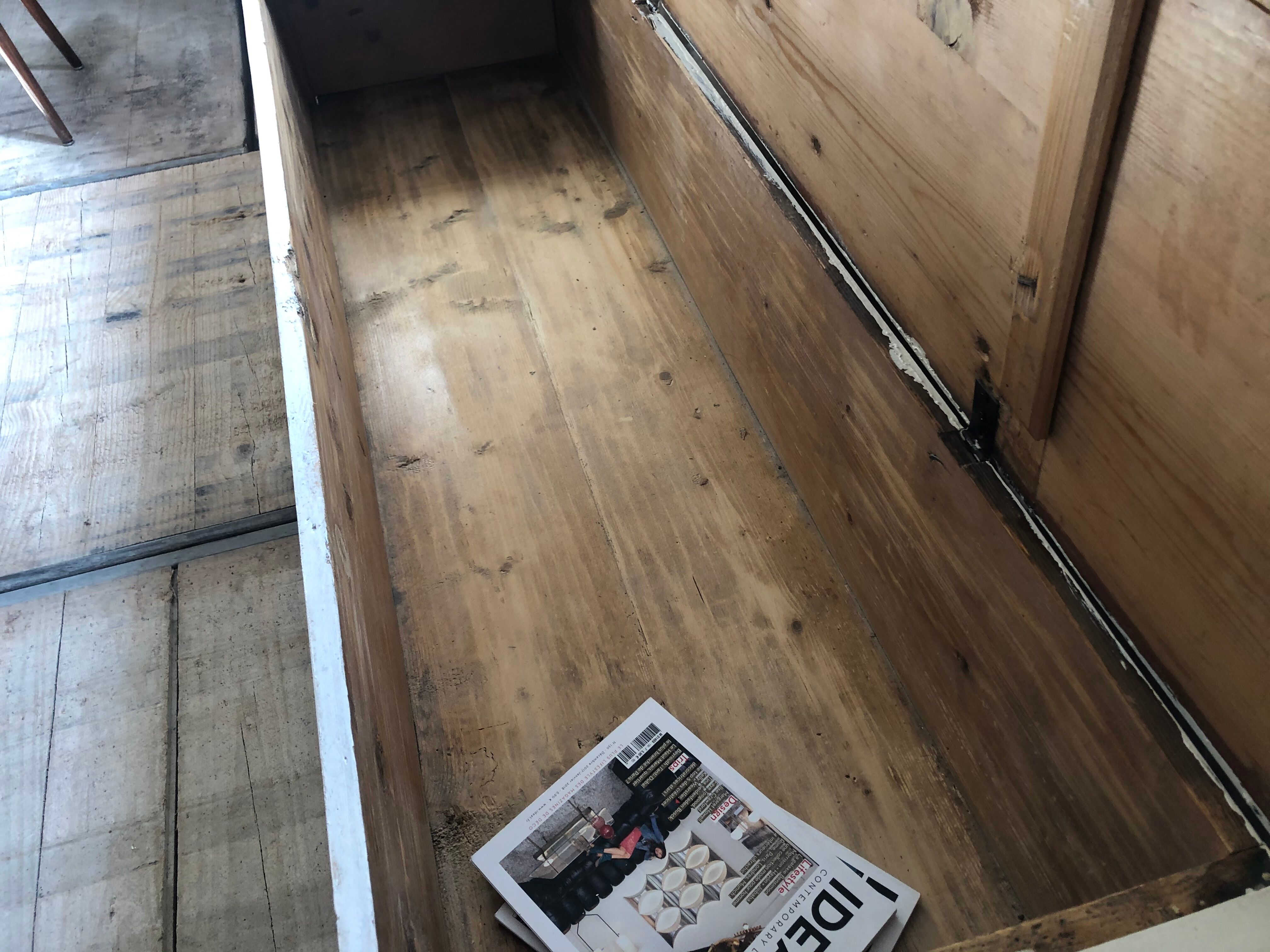 Wooden chest bench patina white