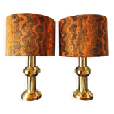 Paire de grandes lampes de salon vintage 1970 en laiton