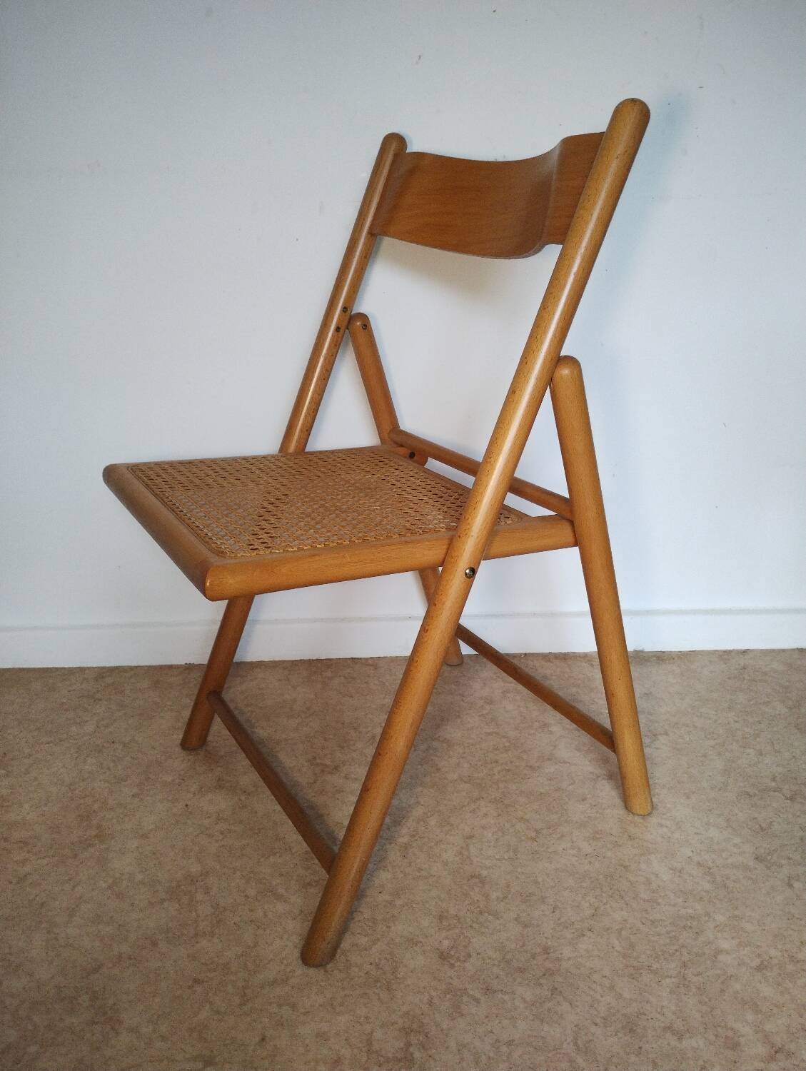 Cane-seated folding chair