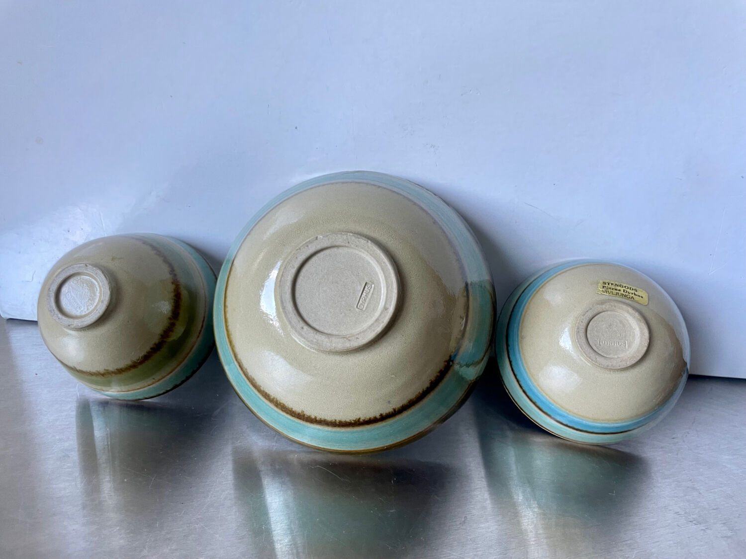 Lot of 3 scandinavian midcentury bowls in stoneware