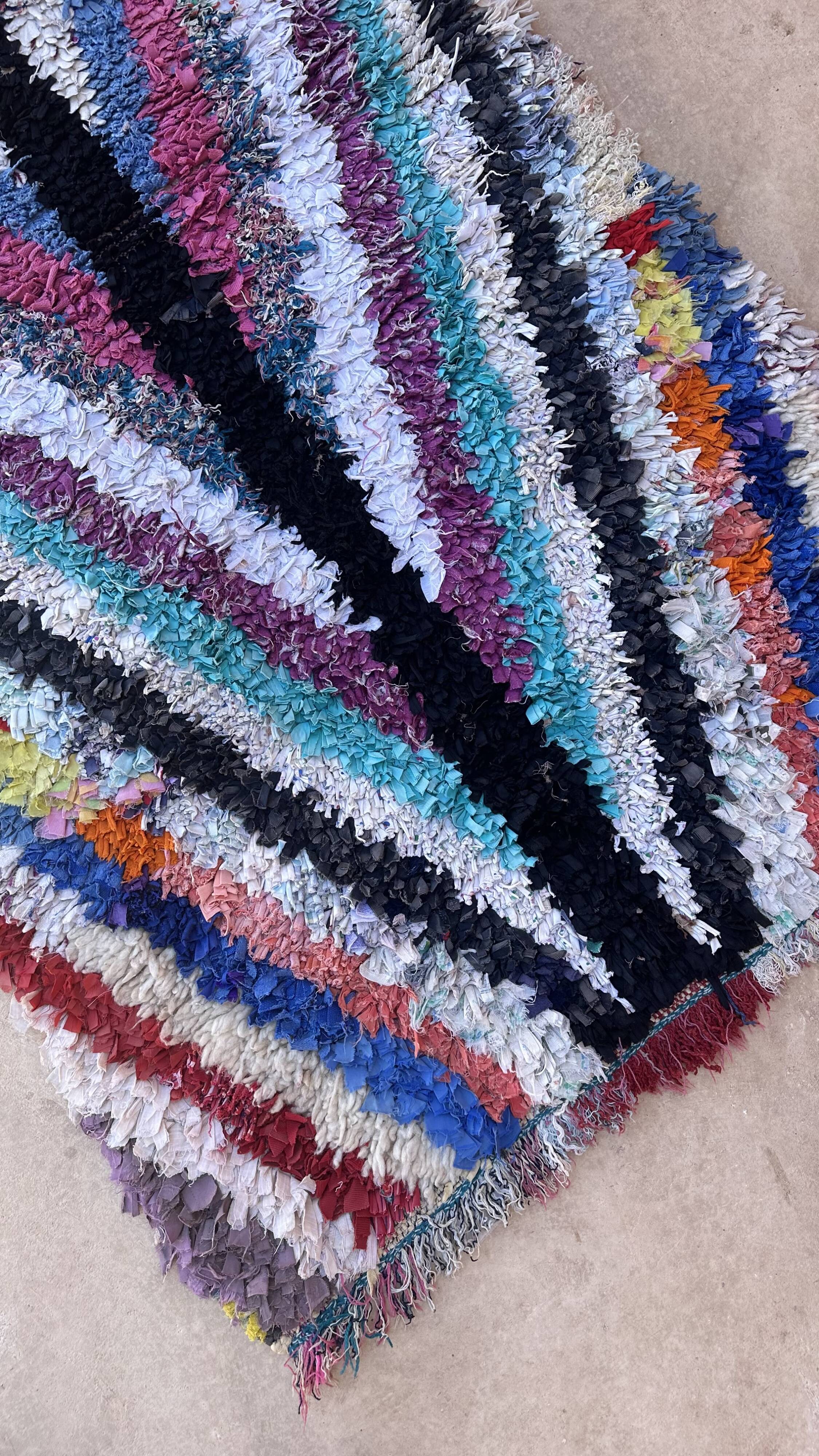 Moroccan carpet boucherouite colored - 94 x 202 cm