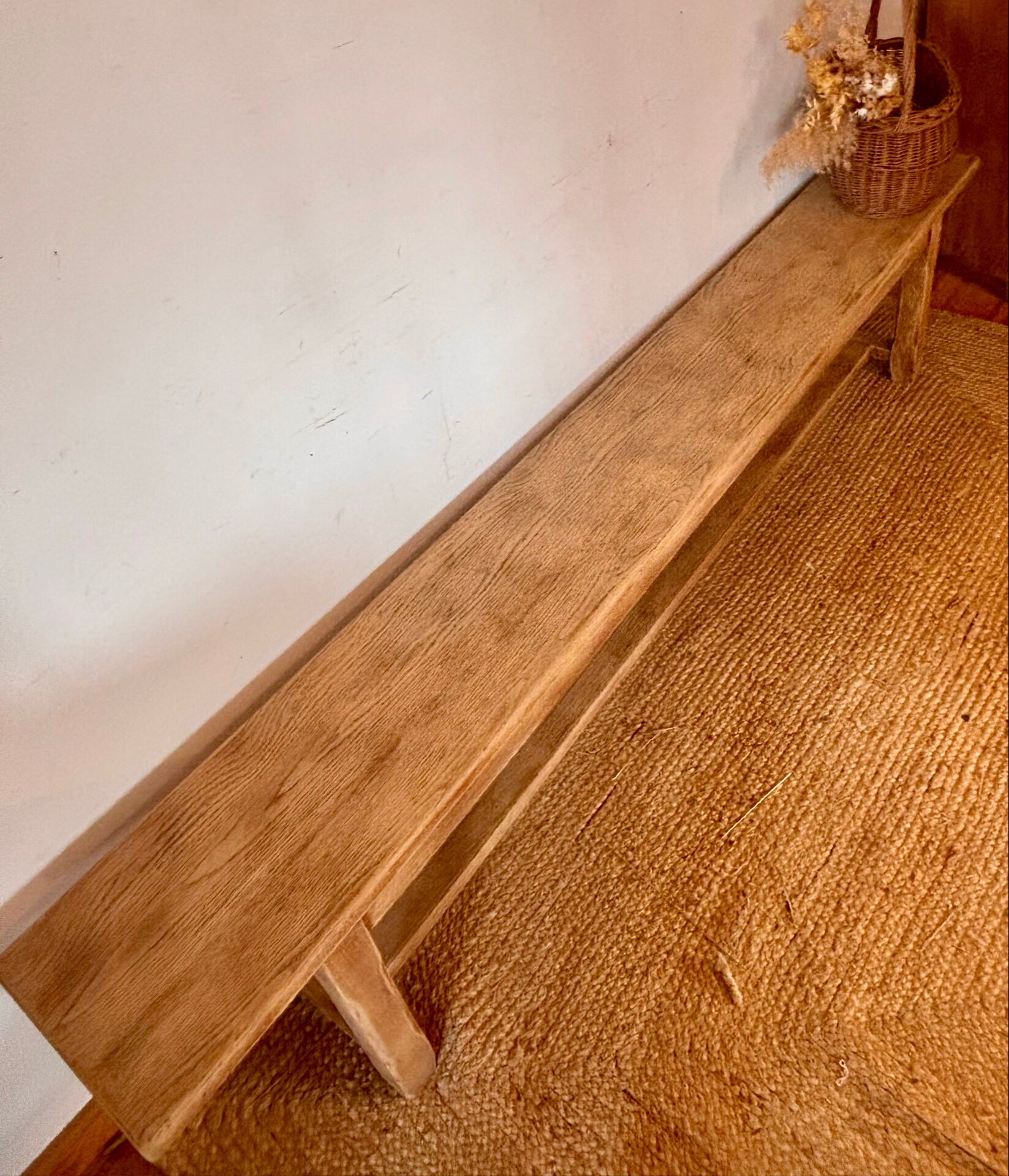 Old farmhouse bench in raw solid oak - 2.2m