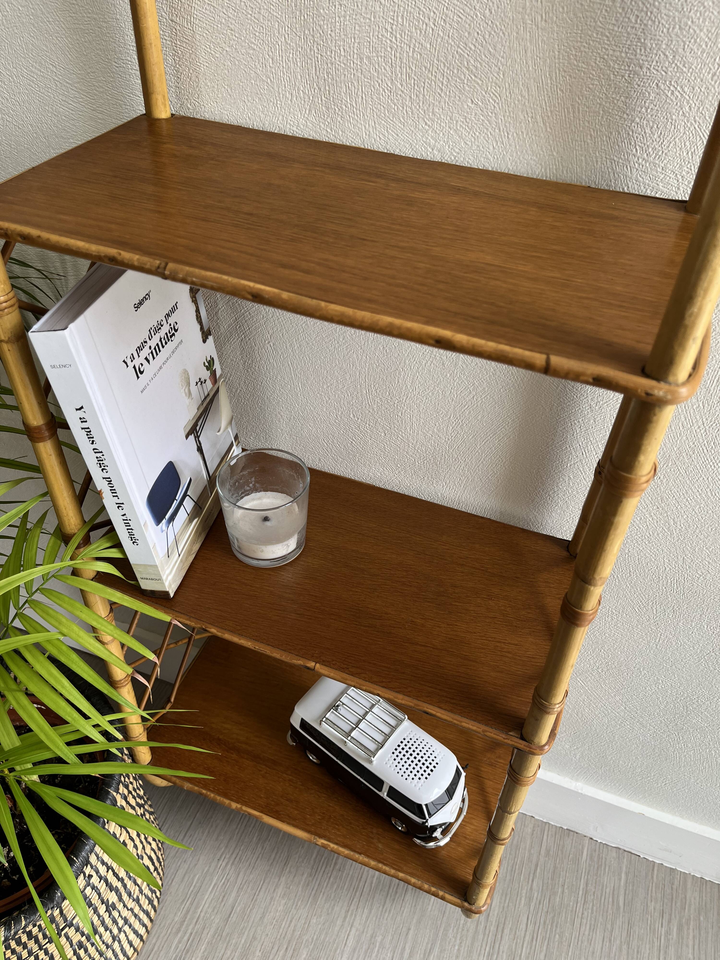 Rattan wall shelf