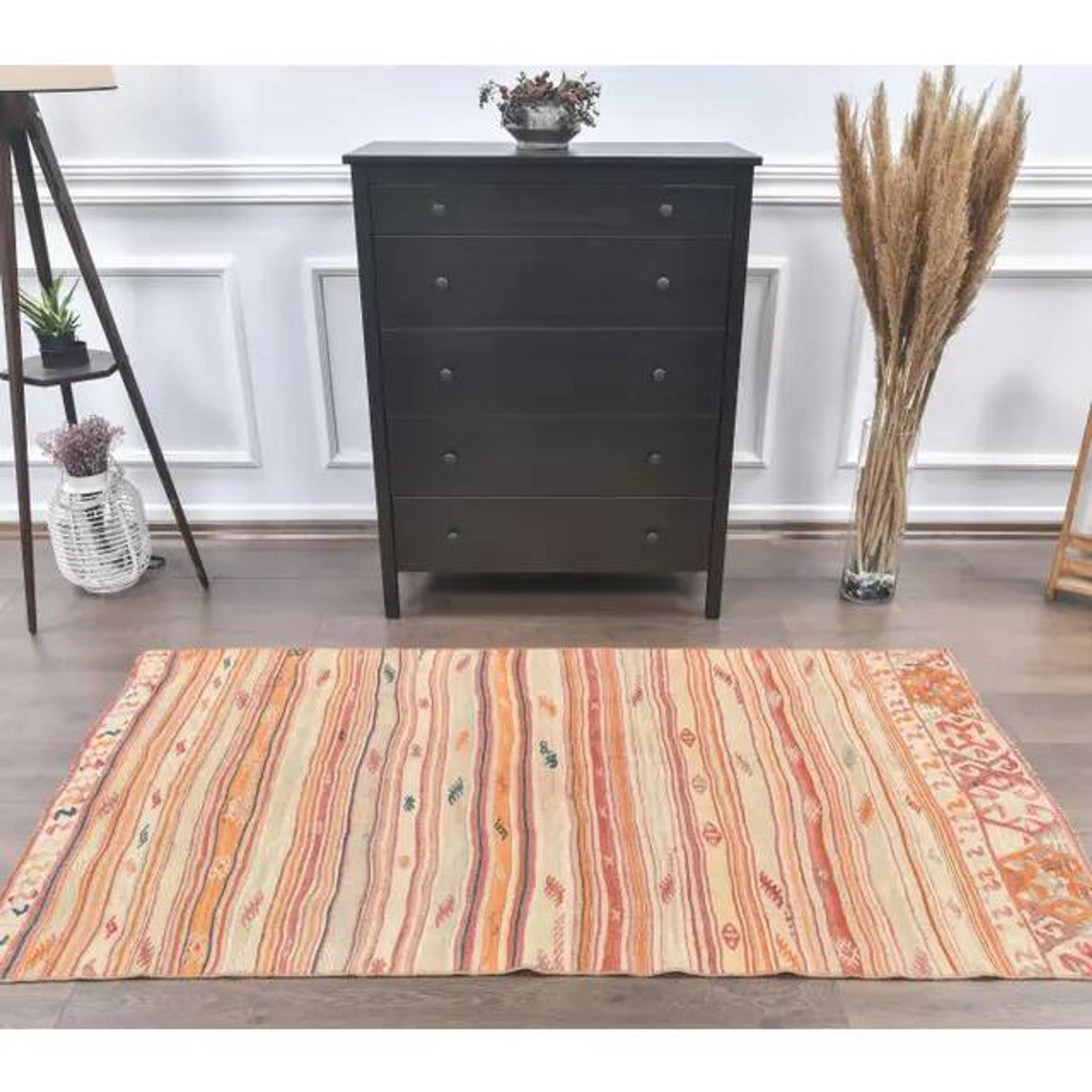 1970s Turkish Oushak Kilim Wool Rug 101x197