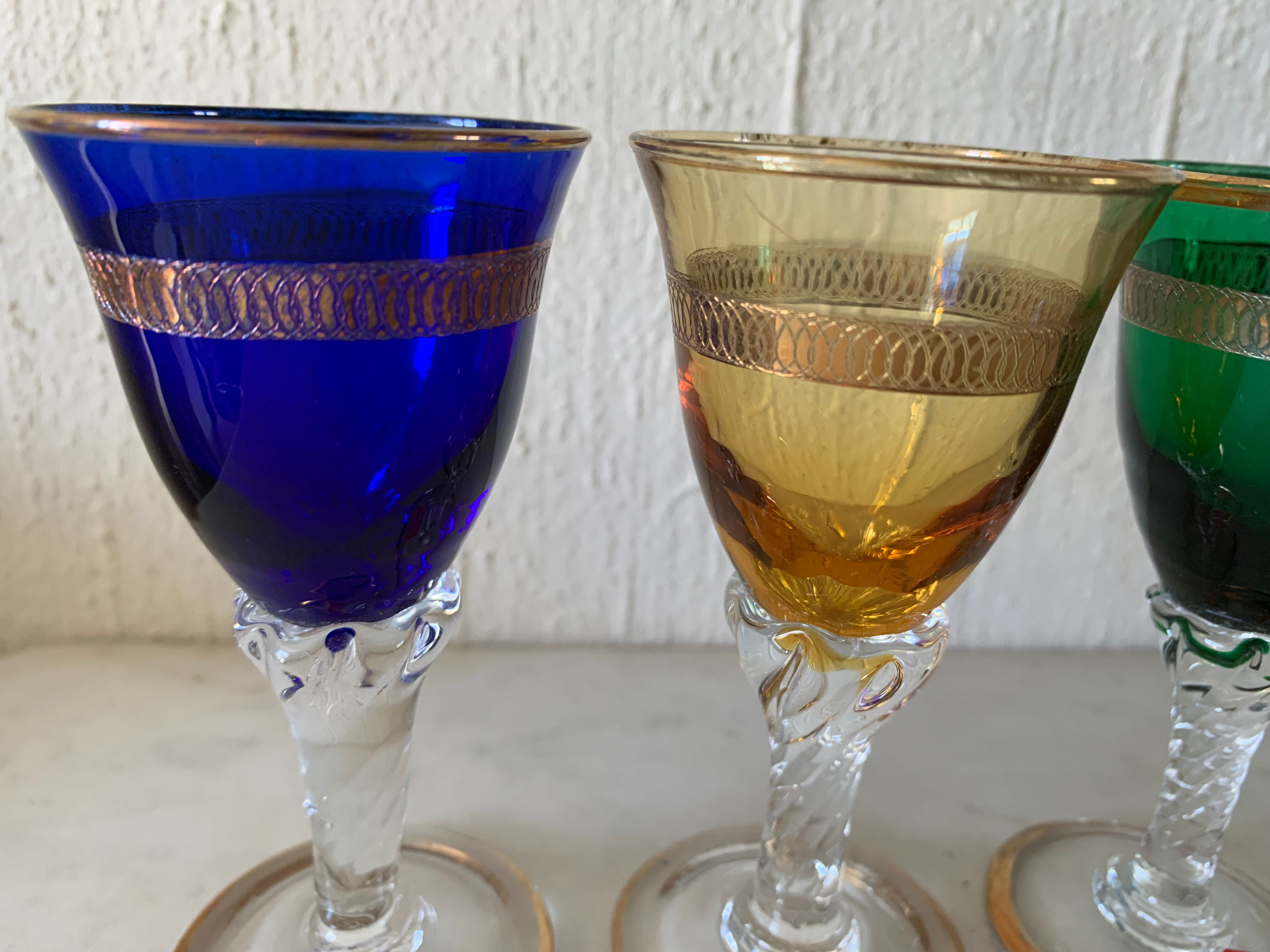 Murano multicolor liquor glasses