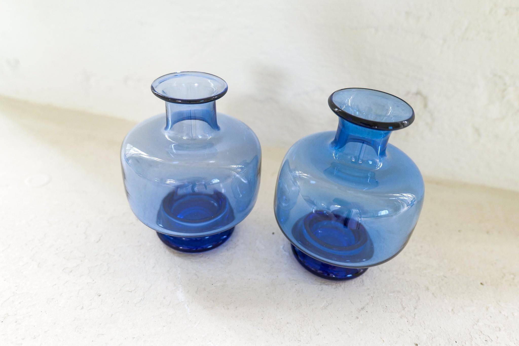 7 vases midcentury modern par Per Lutken pour Holmegaard, Danemark