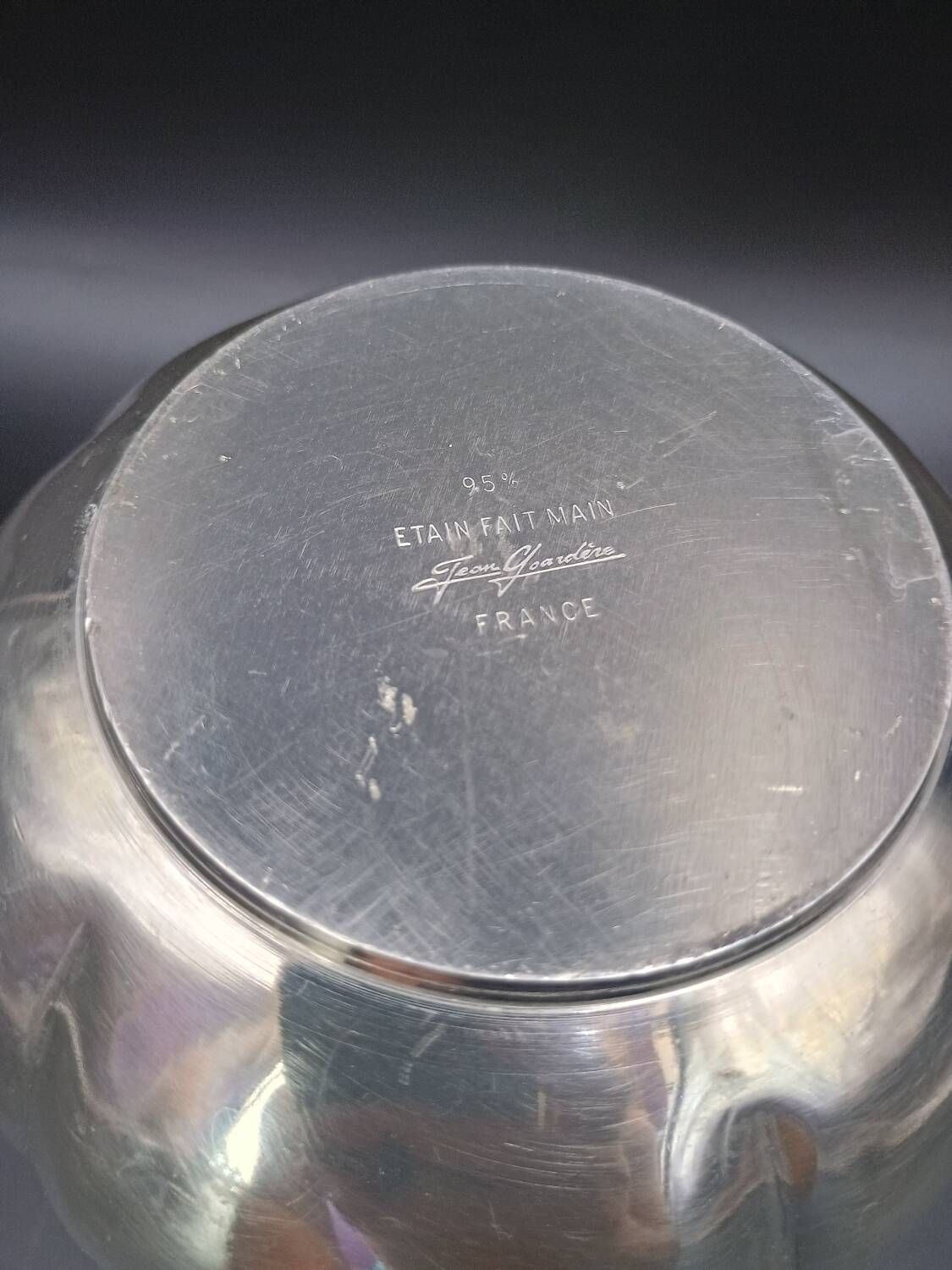Jean Goardere Silver-plated 95% pewter vase, Art Deco period, circa 1940