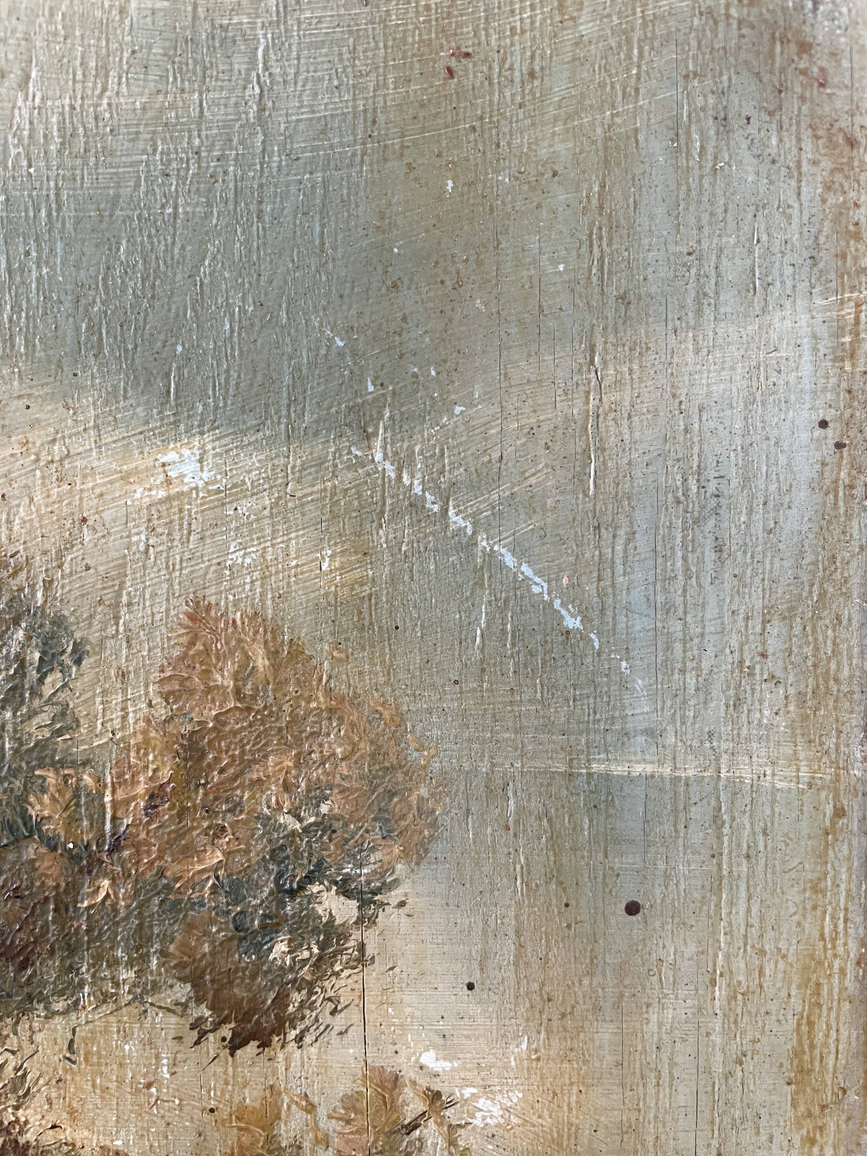 Ancient oil on wood painting