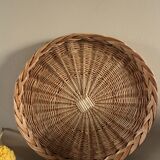 Large round wicker tray