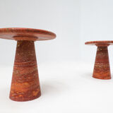 Pair of italian red travertine side tables