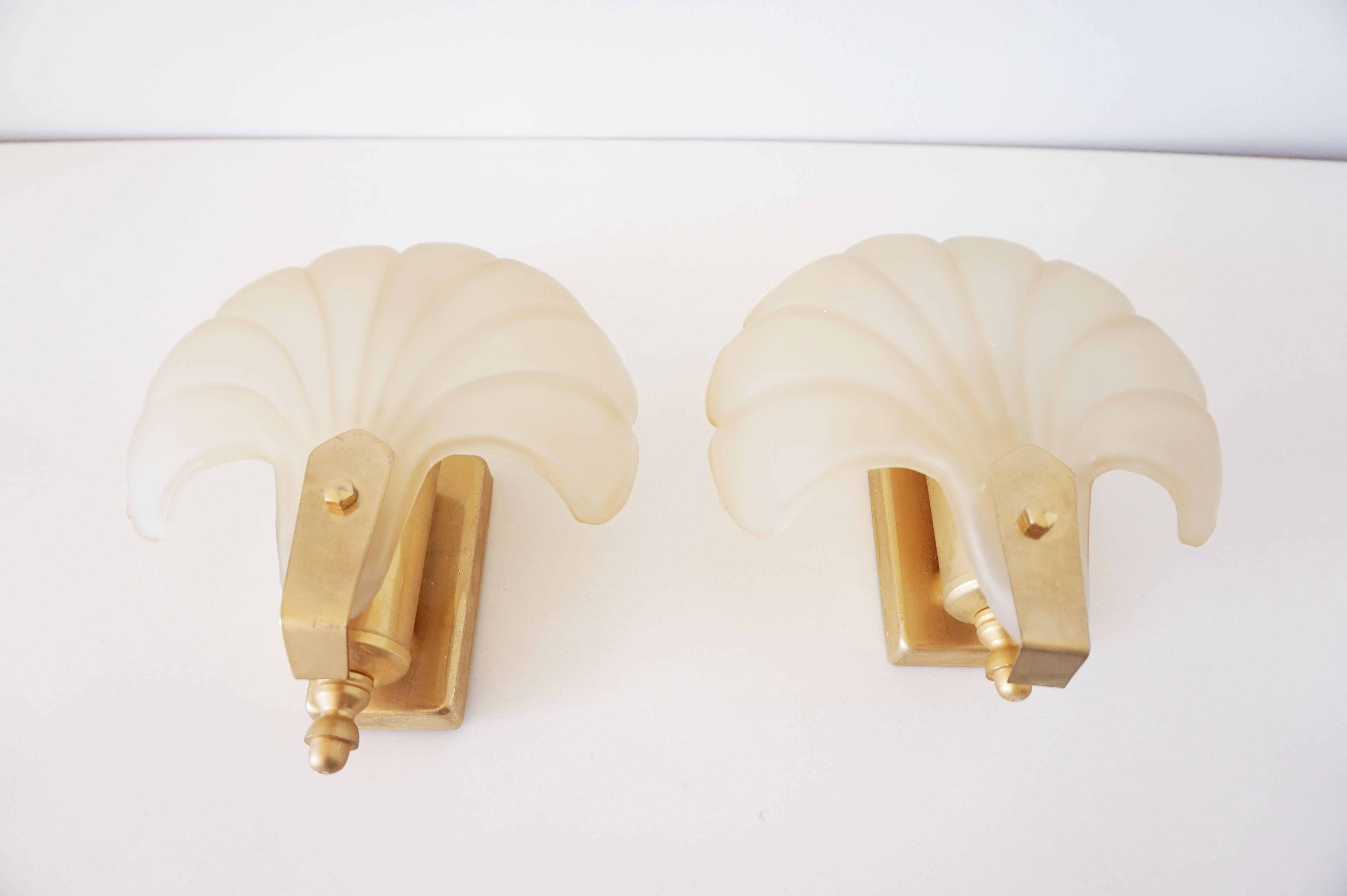 Pair of glass shell sconces