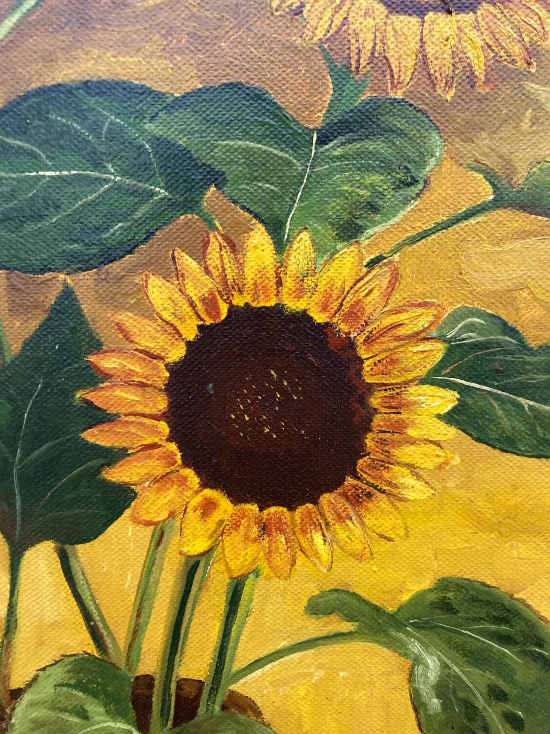 Tableau huile sur toile bouquet tournesol