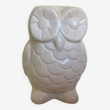 Bougeoir hibou chouette faïence blanche