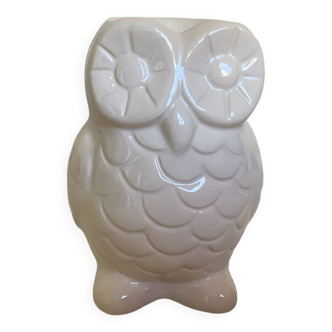 Bougeoir hibou chouette faïence blanche